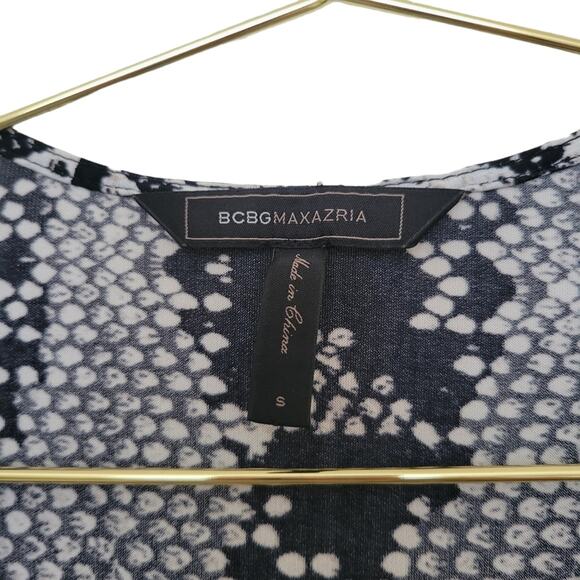 BcbgMaxazria Adele Sz Small S Snakeskin Print Wrap Dress Long Sleeve Black White - Picture 4 of 8